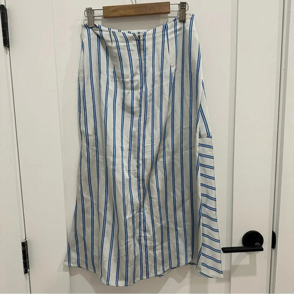 MSGM Striped Aline Flowy Skirt Size EU 40 US 4 White Blue - Picture 3 of 10